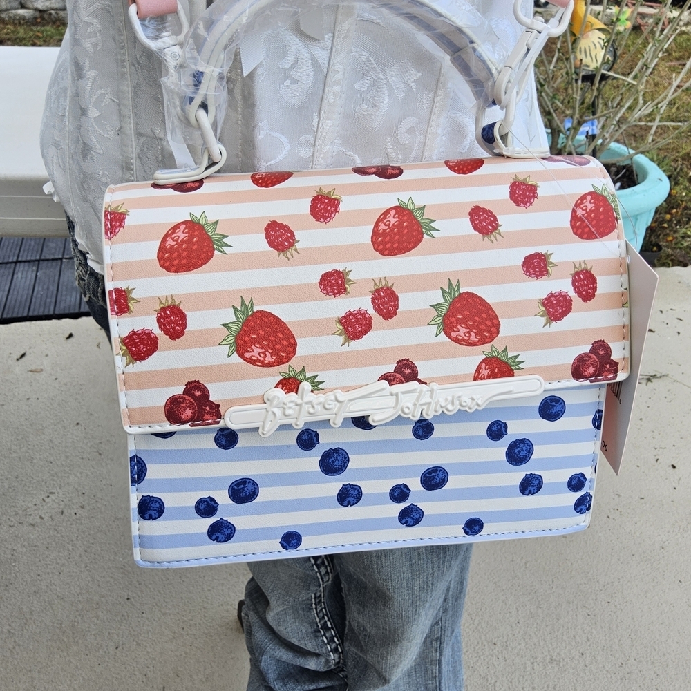 Betsey Johnson Red and Blue Striped Crossbody Bag - Picture 6 of 8